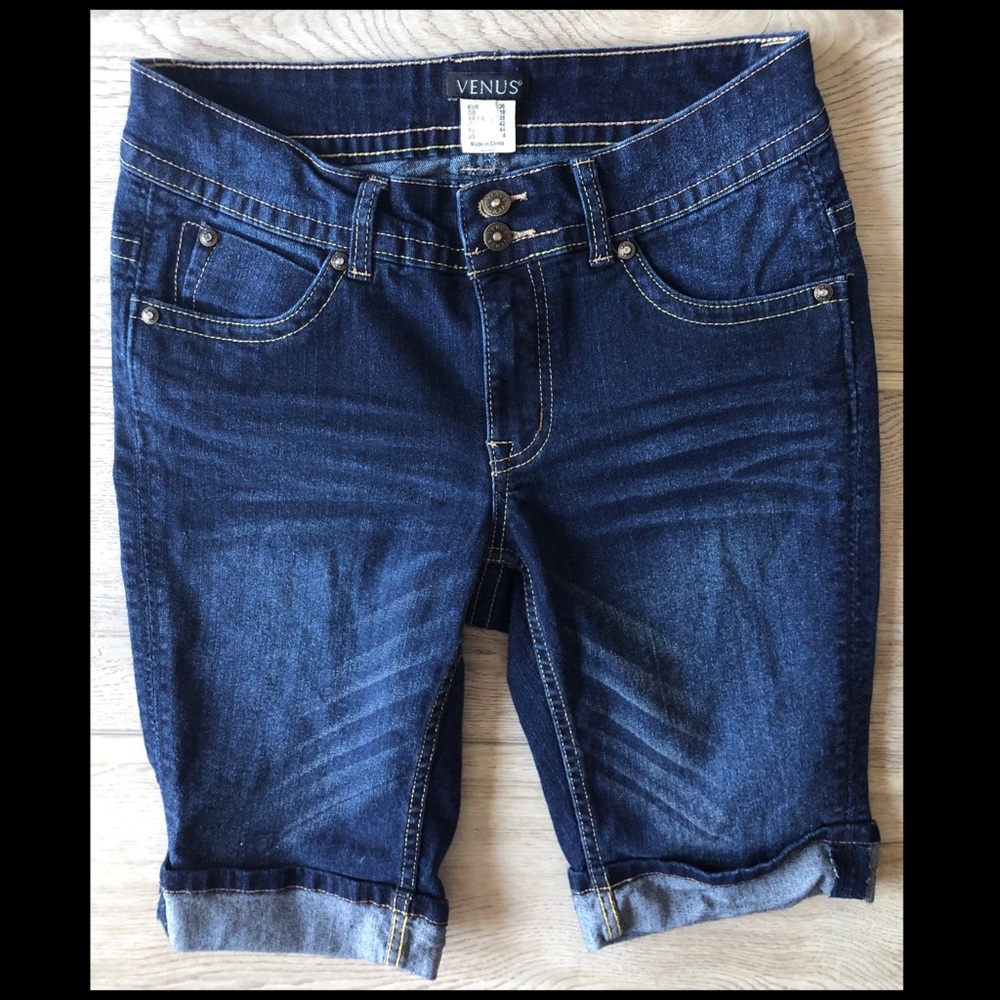 NWOT Venus Dark Denim Bermuda Jean Shorts